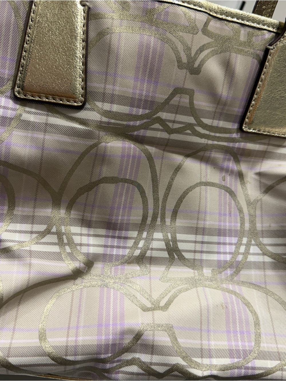 Coach F17213 Signature Plaid Tote Wallet Wristlet 3-Piece Set Beige Lavender - Picture 3 of 12